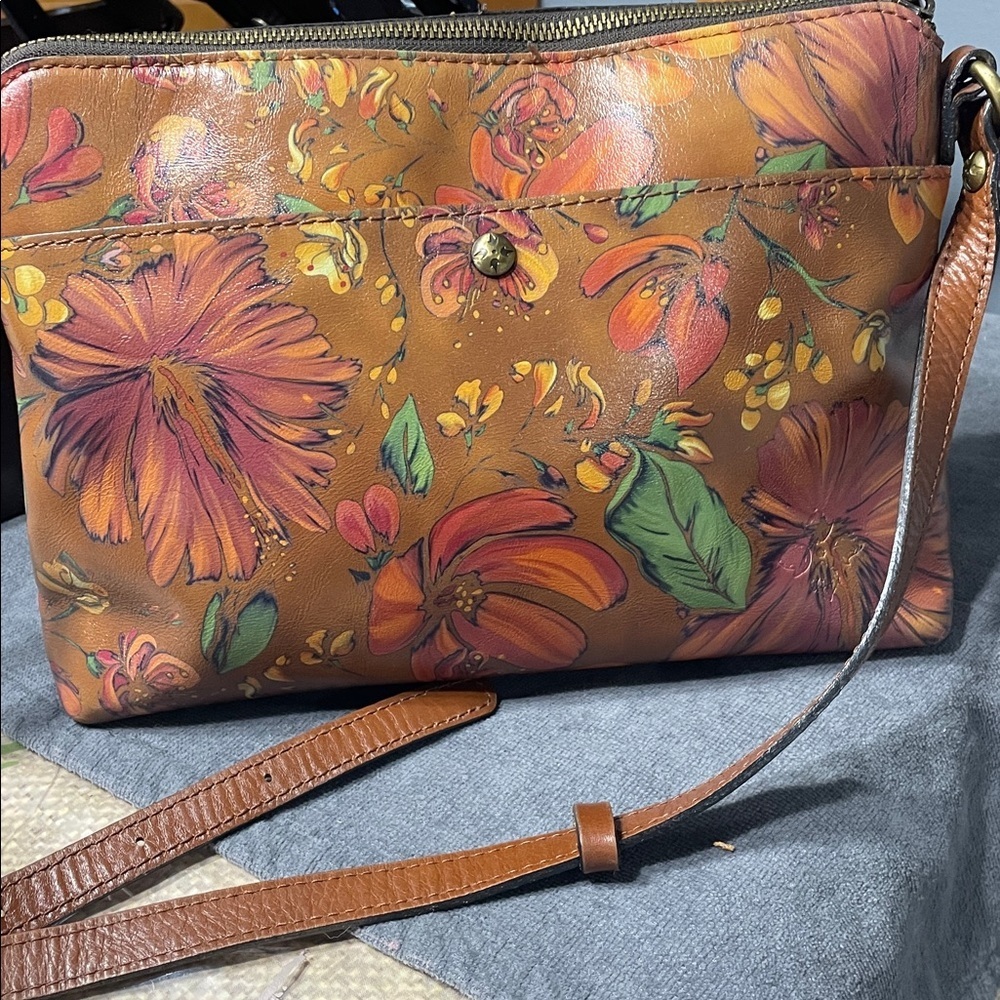 Patricia Nash Floral Brown Leather Women's Bag - Picture 4 of 10